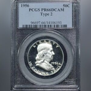1956 Franklin Half Dollar 50c Type 2 Proof PCGS PR66 DCAM